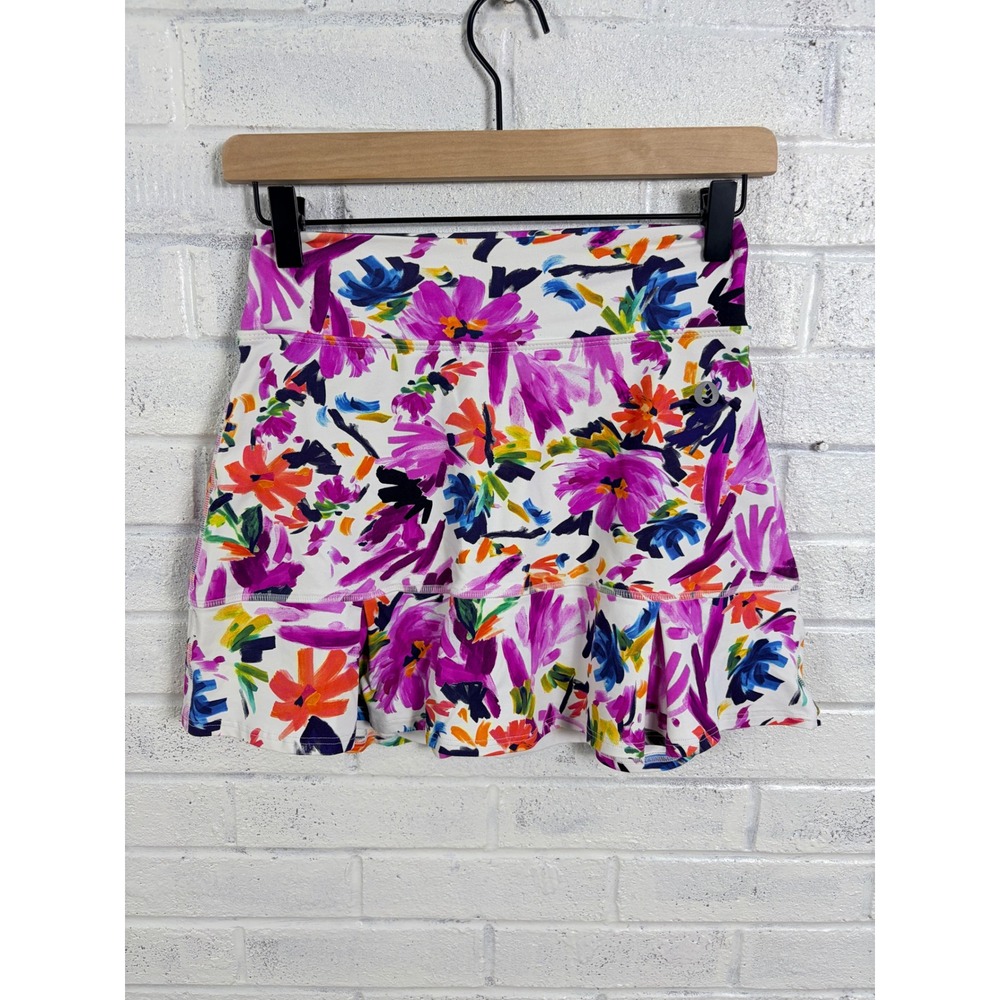 Dona Jo JoJo Skort Womens Size 1 S White Multicolor Floral Tennis Golf Skirt